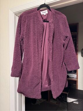 BB Dakota Plush Open-Front Coatigan in Mauve